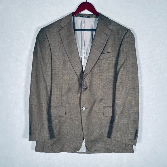 Hart Schaffner Marx Suit Mens 44R Brown Wool 2 Piece Blazer Pants 34x30 Union - Picture 4 of 16